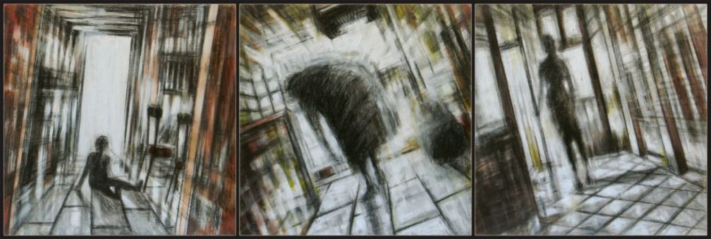 LOST IN THE HOUSE, mixed technique on wood, 31x92cm, 2009, Mariarosaria Stigliano