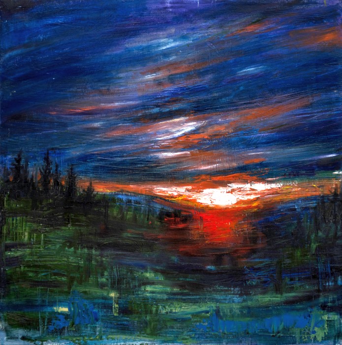 THE SONG OF THE SUN, oil pigments and enamel on canvas, 40x40cm, 2021, by Mariarosaria Stigliano