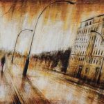 BERLINO, olio pigmenti e smalti su tela 40x80cm 2015, di Mariarosaria Stigliano