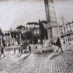 PIAZZA DEL POPOLO grafite e tempera bianca su carta 80x100cm 2009 di Mariarosaria Stigliano