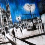 PIAZZA DUOMO tecnica mista su carta 55x75cm 2009