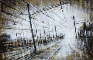 STAZIONE grafite e olio su carta 50x70cm 2011 di Mariarosaria Stigliano