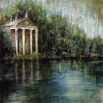 VILLA BORGHESE, olio pigmenti e smalti su tela, 40x30cm, 2018, di Mariarosaria Stigliano