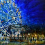 RUOTA PANORAMICA: olio, pigmenti e smalti su tela, 70x100cm 2021, di Mariarosaria Stigliano