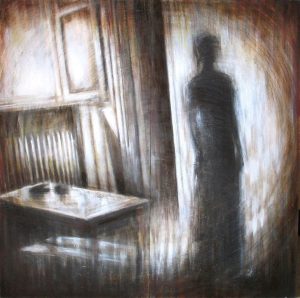 SILENZIO, olio pigmenti e smalti su tavola, 80x80cm, 2010, di Mariarosaria Stigliano