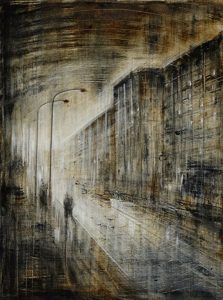 ALMOST RAIN, oil pigments and enamel on canvas, 40x30cm, 2015, Mariarosaria Stigliano