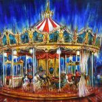 CAROUSEL 3, oil pigments and enamel on canvas, 70x100cm, 2021, Mariarosaria Stigliano