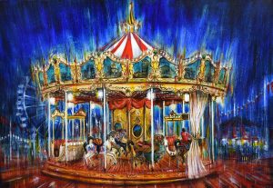 CAROUSEL 3, oil pigments and enamel on canvas, 70x100cm, 2021, Mariarosaria Stigliano