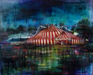 CIRCUS 2, oil pigments and enamel on canvas, 50x60cm, 2020, Mariarosaria Stigliano