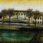 GARE DE FRIGORIFIQUE, oil pigments and enamel on canvas, 50x150cm, 2014, Mariarosaria Stigliano