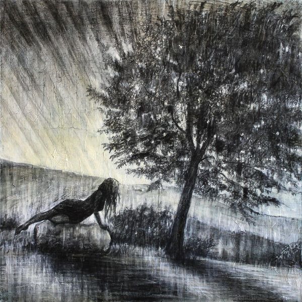 LADY BIRD TREE, graphite and white tempera on canvas, 60x60cm, 2013, Mariarosaria Stigliano