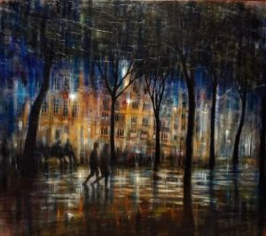 NIGHT WALK 2, oil pigments and enamel on canvas, 100x120cm, 2020, Mariarosaria Stigliano