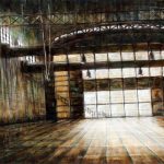 OLD FACTORY. oil pigments and enamel on wood, 61X105cm, 2011, Mariarosaria Stigliano