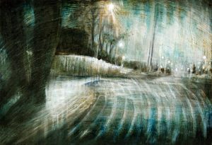 ON THE ROAD, oil pigments and enamel on canvas, 2011, Mariarosaria Stigliano