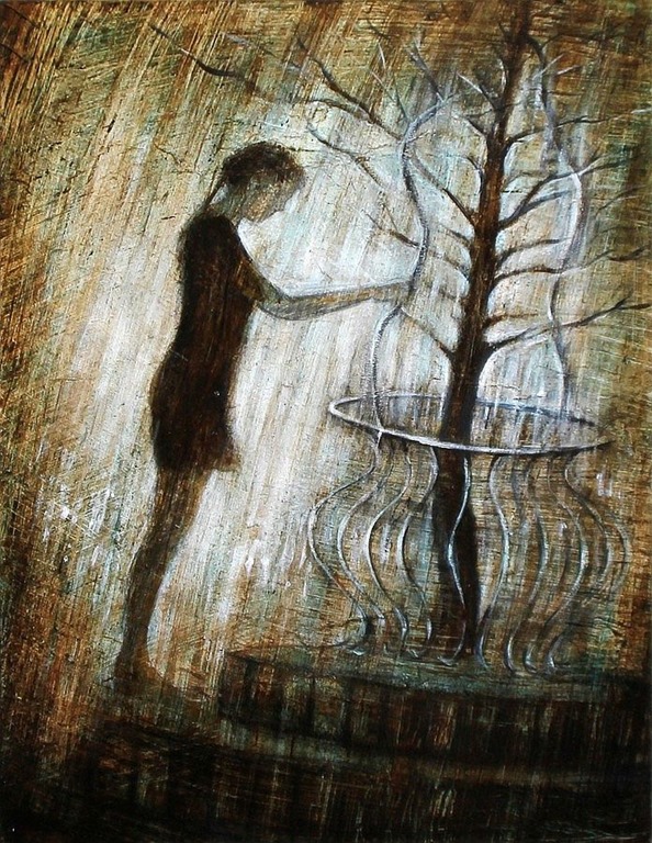 THE WISHING TREE, graphite and enamel on canvas, 40x30cm, 2012, Mariarosaria Stigliano