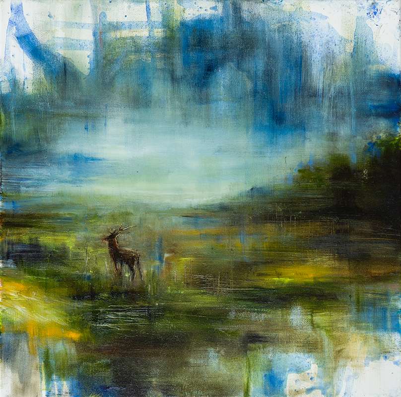 VISION, oil pigments and enamel on canvas, 40x40cm, 2019, Mariarosaria Stigliano