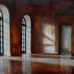 INTERNO, olio, pigmenti e smalti su tela, 70x100cm, 2022