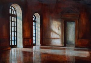 INTERNO, olio, pigmenti e smalti su tela, 70x100cm, 2022